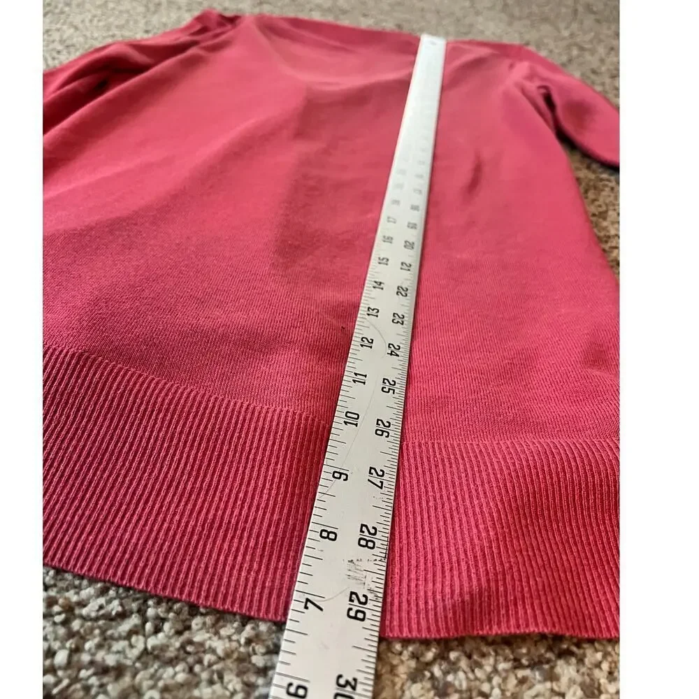 LOFT Long Cardigan, Medium, Dark Pink / Red, Button, Cotton Blend, Office, Work